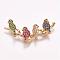 Brass Micro Pave Cubic Zirconia Pendants, Bird, Golden, 17x35x4mm, Hole: 0.5mm
