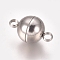 Tarnish Resistant 304 Stainless Steel Magnetic Clasps with Loops, Round, Stainless Steel Color, 13.5x8mm, Hole: 2mm