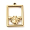 304 Stainless Steel Pendants, Rectangle with Bees, Golden, 29.5x20.5x2.5mm, Hole: 1.8mm