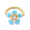 Round Seed Beads with Gemstone Beads Rings, Flower, Light Sky Blue, Inner Diameter: 27mm