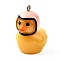 Resin Pendants, Duck with Helmet Charms, with Platinum Iron Loops, Yellow, 32x20x28mm, Hole: 2mm