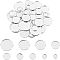 54Pcs 9 Style 304 Stainless Steel Plain Edge Bezel Cups, Cabochon Settings, Flat Round, Silver, 6pcs/style