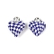 Handmade Polymer Clay Charms, Heart, with Platinum Tone Iron Loops, Dark Slate Blue, 13x10x6mm, Hole: 2mm