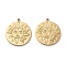 PVD Vacuum Plating 304 Stainless Steel Pendants, Flat Round with Sun Charm, Real 18K Gold Plated, 22.5x20x1mm, Hole: 1.5mm