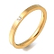 Ion Plating(IP) 304 Stainless Steel Micro Pave Clear Cubic Zirconia Solitaire Rings, Plain Band Rings for Women, Real 18K Gold Plated, 2mm, Inner Diameter: 17mm
