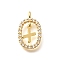 Brass Micro Pave Cubic Zirconia Pendants, Cadmium Free & Nickel Free & Lead Free, Real 18K Gold Plated, Oval with Letter Charms, Letter X, 18.5x11x3.5mm, Hole: 2x1.5mm