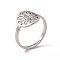 Non-Tarnish 201 Stainless Steel Flower Adjustable Ring for Women, Stainless Steel Color, US Size 6(16.5mm)