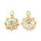 Eco-Friendly Brass Micro Pave Cubic Zirconia Pendants, with Jump Ring, Lead Free & Cadmium Free, Long-Lasting Plated, Flower Charm, Real 18K Gold Plated, 16x14x3mm, Hole: 3.5mm