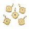 304 Stainless Steel Pendant, Ion Plating(IP), with Rhinestone, Evil Eye, Real 14K Gold Plated, Mixed Color, 19.5x17x3mm, Hole: 4x2.5mm