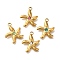 Ion Plating(IP) 304 Stainless Steel Rhinestone Pendants, Starfish, Real 14K Gold Plated, Mixed Color, 19x16x3mm, Hole: 2mm