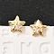 Brass Micro Pave Clear Cubic Zirconia Star Stud Earrings, with 316 Surgical Stainless Steel Pins, Nickel Free, Real 18K Gold Plated, 9x9mm