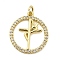 Brass Micro Pave Cubic Zirconia Pendants, Ring with Cross, with Jump Ring, Lead Free & Cadmium Free, Long-Lasting Plated, Real 18K Gold Plated, Rack Plating, Clear, 19.5x17.5x2.5mm, Hole: 2mm