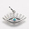 Brass Pendants, with Synthetic Opal, Eye, Platinum, Blue, 11x17.5x2mm, Hole: 4mm