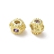 Brass Micro Pave Cubic Zirconia Beads, Round, Real 18K Gold Plated, 4x5x5.5mm, Hole: 1.6mm