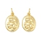 Brass Pendants, Lead Free & Cadmium Free, Long-Lasting Plated, Oval with Bear, with Jump Ring, Real 18K Gold Plated, Tray: 10x7mm, 15.5x10.5x4mm