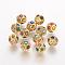 Brass Beads, with Grade A Rhinestone, Rondelle, Golden, Colorful, 14x12mm, Hole: 4.8mm