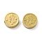 Ion Plating(IP) 316L Surgical Stainless Steel Beads, Nickel Free, Textured, Flat Round with Flower, Real 18K Gold Plated, 8x3mm, Hole: 2mm