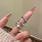 Alloy & Rhinestone Cuff Finger Rings Sets, Heart, Crystal, Inner Diameter: 15~20mm