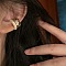 C-Shaped Alloy Crystal Rhinestone Cuff Earrings, Golden, 20mm