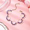 Flat Round 304 Stainless Steel Link Bracelets for Women, with Flat Cloud Glass Seed Beads & Electroplate Glass Beads & Brass Linking Rings, Golden, 6-7/8 inch(17.5cm)
