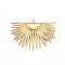 304 Stainless Steel Big Pendants, Ion Plating(IP), Fan Charms, Real 18K Gold Plated, 34x50x2mm, Hole: 2mm