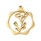 304 Stainless Steel Pendants, Flower, Golden, 23.5x21.5x1mm, Hole: 1.5mm