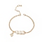 Shell Pearl & Leaf Charm Bracelet, Brass Jewelry for Women, Golden, 7-1/8 inch(18cm)