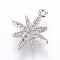 Brass Micro Pave Cubic Zirconia Charms, FLower, Platinum, 14x11.5x2mm, Hole: 0.5mm