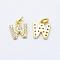 Brass Micro Pave Grade AAA Cubic Zirconia Charms, Letter W, Cadmium Free & Nickel Free & Lead Free, Real 18K Gold Plated, 8.5x8x1.5mm, Hole: 2mm