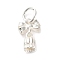 S925 Sterling Silver Charms, wih Jump Rings, Bowknot with Tulip Flower Charms, with 925 Stamp, Silver, 11x7.5x4mm, Hole: 3.5mm