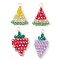 4Pcs Glass Pendants, with Golden Copper Wire, Fruit, Mixed Color, 29.5~38x23.5x4.5mm, Hole: 4mm