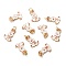 Real 18K Gold Plated Brass Enamel Pendants, with Jump Ring, for Christmas, Elk, White, 17x10.5x1.5mm, Hole: 3.4mm