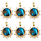 Beebeecraft 1 Box 6Pcs Flower Charms 18K Gold Plated Cubic Zirconia Crystal Flat Round Starry Sky Pattern Dark Night Pendants Dangle Charms for DIY Jewelry Necklace Earrings Bracelet Making