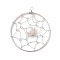 Natural Cultured Freshwater Pearl Pendants, Flat Round Brass Web/Net Charms, Platinum, 40x35.5x6mm, Hole: 2mm