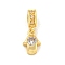 Brass Micro Pave Clear Cubic Zirconia Pendants, Real 18K Gold Plated, Accordion, 18x7x3.5mm, Hole: 2mm