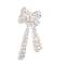 Rack Plating Brass Micro Pave Cubic Zirconia Pandants, Long-Lasting Plated, Lead Free & Cadmium Free, Bowknot, Silver, 34x16x5mm, Hole: 1.6mm