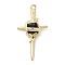 Alloy Rhinestone Pendants, Golden, Cross Charms, Jet, 35x18x9mm, Hole: 1.5mm