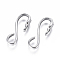 Non-Tarnish 304 Stainless Steel S Hook Clasps, Stainless Steel Color, 25x9.5x2.5mm, Hole: 4x6mm