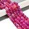 Natural Agate Beads Strands, Dyed & Heated, Faceted, Round, Deep Pink, 10mm, Hole: 0.8mm, about 37pcs/strand, 14.96''(38cm)