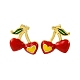 Серьги-гвоздики из вишневой латуни EJEW-H158-03G-4