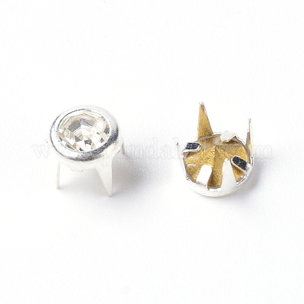 Латунные стеклянные шипы со стразами FIND-WH0070-82A-02-1
