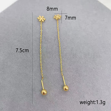 Серьги-проволочки со снежинками из нержавеющей стали 304 TA7619-1