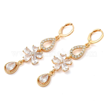 Серьги с подвесками из золотой латуни EJEW-B037-16G-1