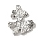 Brass Micro Pave Cubic Zirconia Pendants, Leaf, Platinum, 18x16x3.2mm, Hole: 1.4mm
