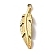 PVD Vacuum Plating 304 Stainless Steel Pendants, Leaf Charms, Golden, 35.5x10x2mm, Hole: 2mm
