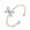 Rack Plating Brass Open Cuff Rings for Women, with Cubic Zirconia, Cadmium Free & Lead Free, Long-Lasting Plated, Letter, Letter X, Inner Diameter: 17.5mm, Letter: 7.5x6.8mm