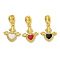Rack Plating Brass Enamel European Dangle Charms, Clear Cubic Zirconia Wing Heart Large Hole Pendants, Real 18K Gold Plated, Long-Lasting Plated, Cadmium Free & Lead Free, Mixed Color, 27mm, Hole: 5mm