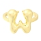 Rack Plating Brass Open Cuff Rings, Long-Lasting Plated, Letter, Letter W, 14mm