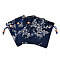 Silk Packing Pouches, Drawstring Bags, with Wood Beads, Prussian Blue, 14.7~15x10.9~11.9cm