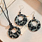Leopard Print Pattern Round Acrylic Pendant Necklaces and Dangle Earrings Sets, Gray, 720mm
